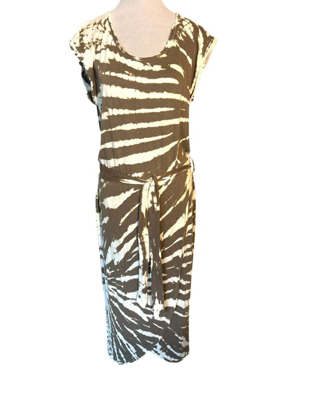 Young Fabulous & Broke Tie-Dye Rayon Linen Blend Midi Faux Wrap Dress Size Small
